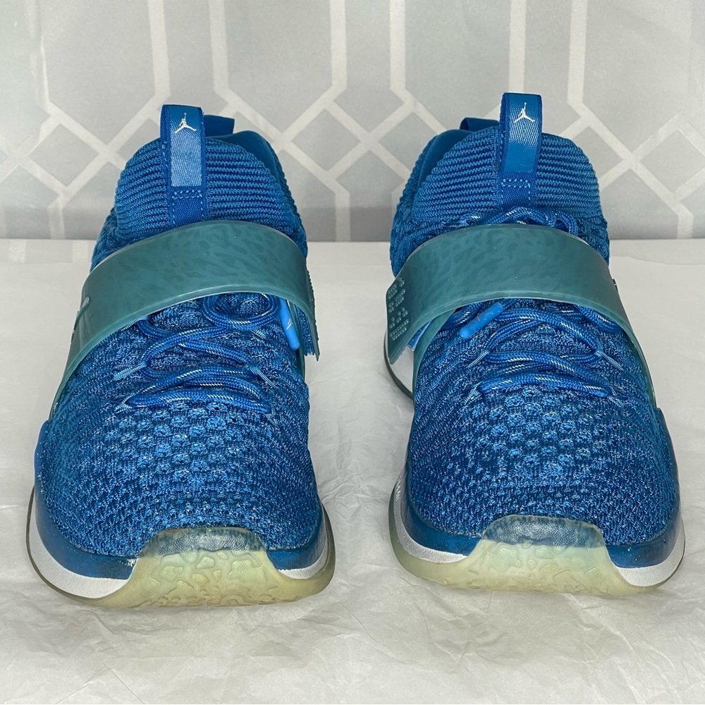 Jordan Trainer 2 Flyknit Military Blue Metallic Silver Mens Size 11 Sneakers